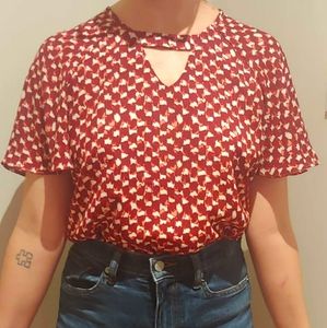 Banana Republic Red Flutter Sleeve Blouse